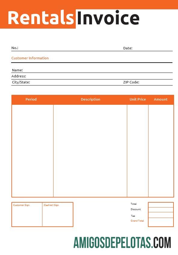 em branco Modelo de fatura de aluguel comercial